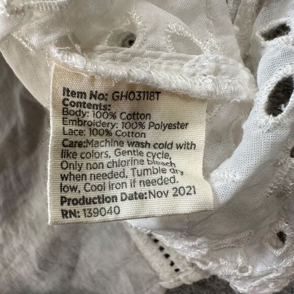 Matilda Jane Good Hart Eyelet Blouse Lovely Light White Flutter Sleeve Medium - Picture 7 of 9